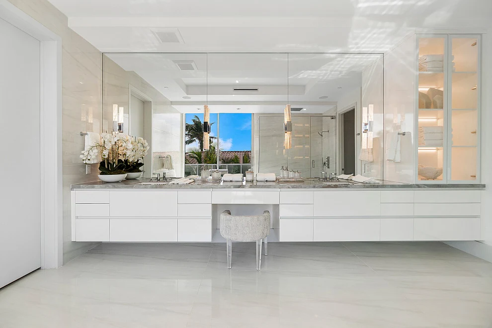 Bathroom in the Delray Beach House residence, designed by Luxe Design Studios