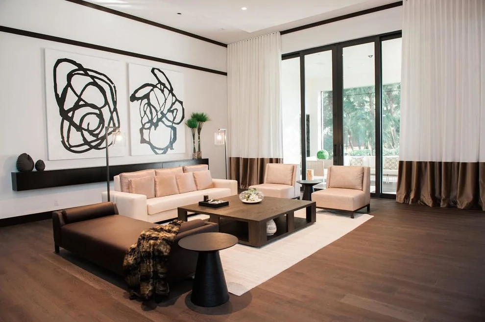Living room in the Jupiter residence, designed by Luxe Design Studios